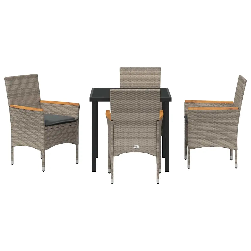 Set da Pranzo per Giardino con cuscino 5 pcs Grigio polyrattan 3379850