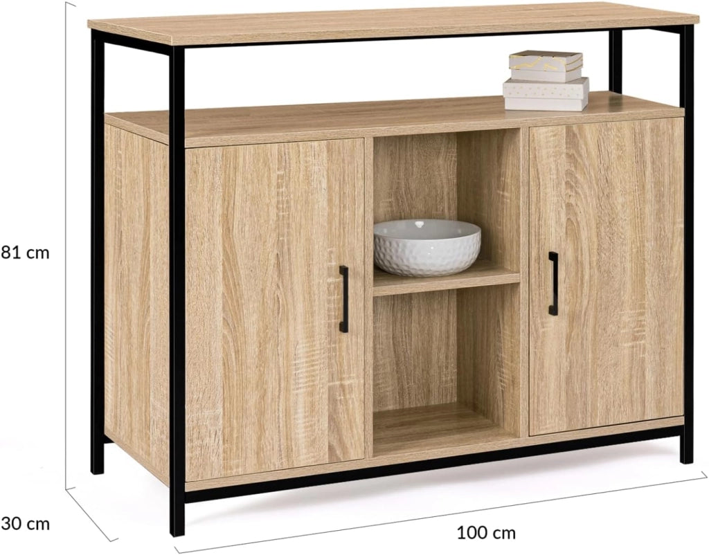Credenza a 2 ante con ripiano dal design industriale DETROIT