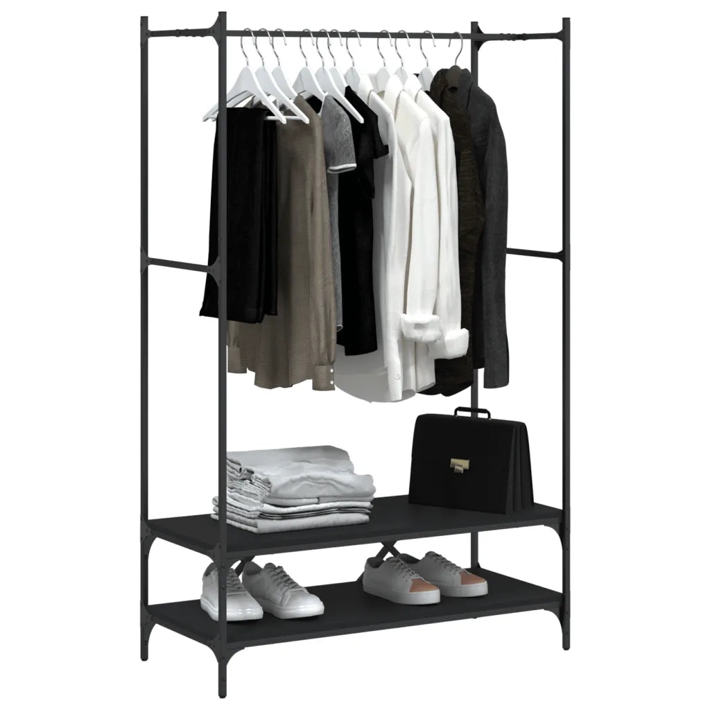 Appendiabiti con Scaffali Nero in Legno Multistrato CFW3042431