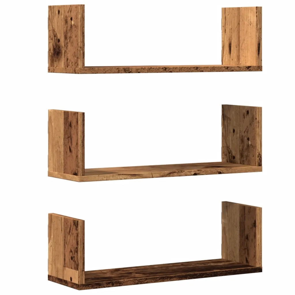 Mensole da Parete 3pz-Ripiani-Scaffale Legno Antico 58x18x18 cm in Truciolato