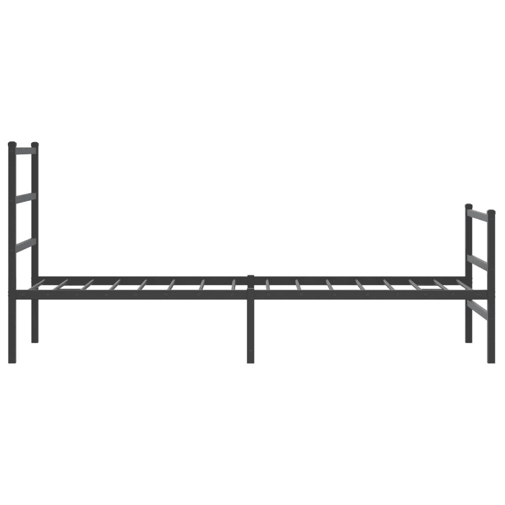 Letto singolo | Letto per adulti | Giroletto con Testiera e Pediera Metallo Nero 80x200 cm