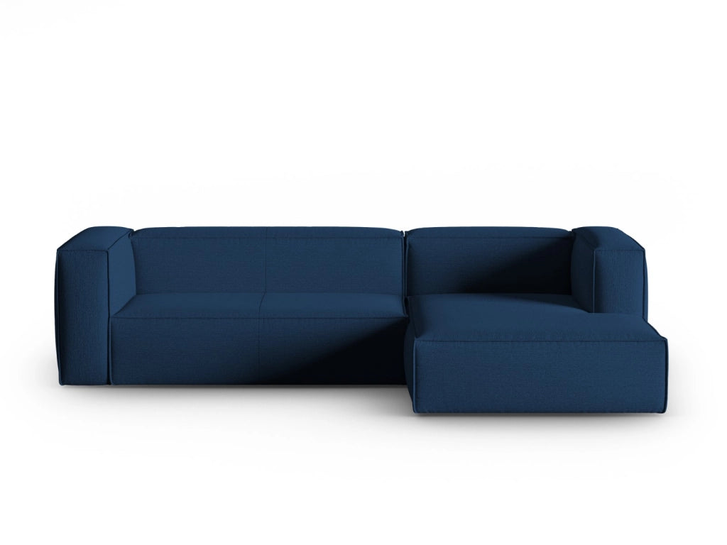 Cosmopolitan Design - Divano angolare destro "Mackay" 4 posti in velluto strutturato blu scuro 