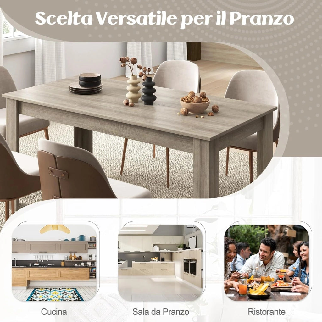 Tavolo da Pranzo 160 x 80 x 76 cm, Tavolo da Cucina Rettangolare con Piano Grande e Gambe Robuste, Tavolo per Massimo 8 Persone (Naturale)