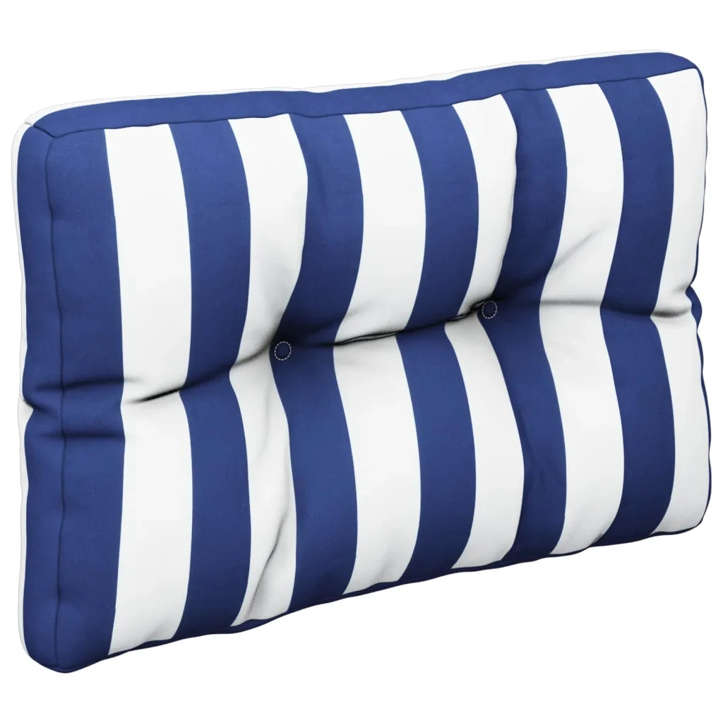 Cuscino per Pallet Strisce Bianche e Blu 60x40x12 cm in Tessuto 360572