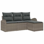 Set di divani con cuscino 4 pz | Set Salotto da Giardino Grigio polyrattan