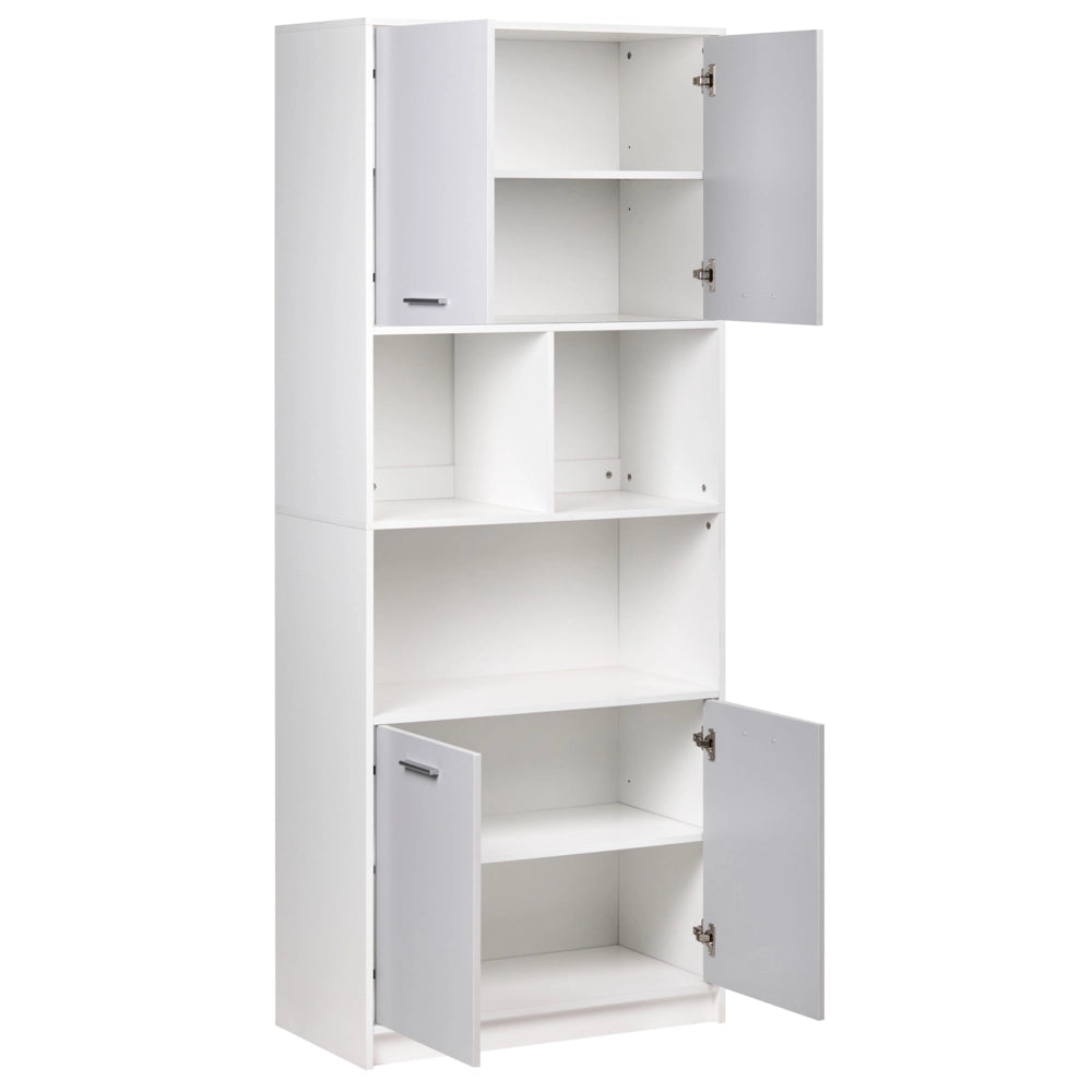 Libreria a 4 ante in truciolare grigio e bianco Mobili da ufficio minimalisti Ripiani aperti e chiusi