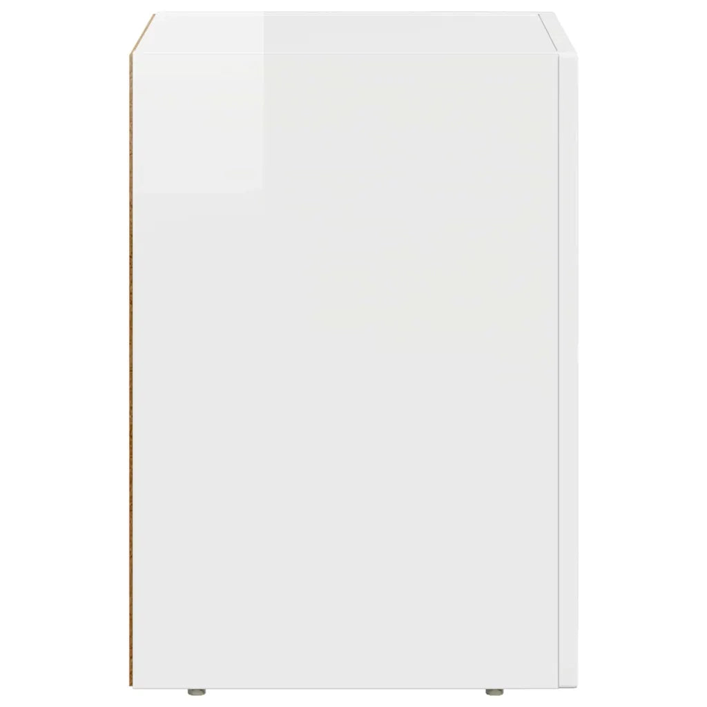 Comodino 2 pz-Set di 2 Tavolino da notte Bianco Lucido 29.5 x 35 x 50 cm