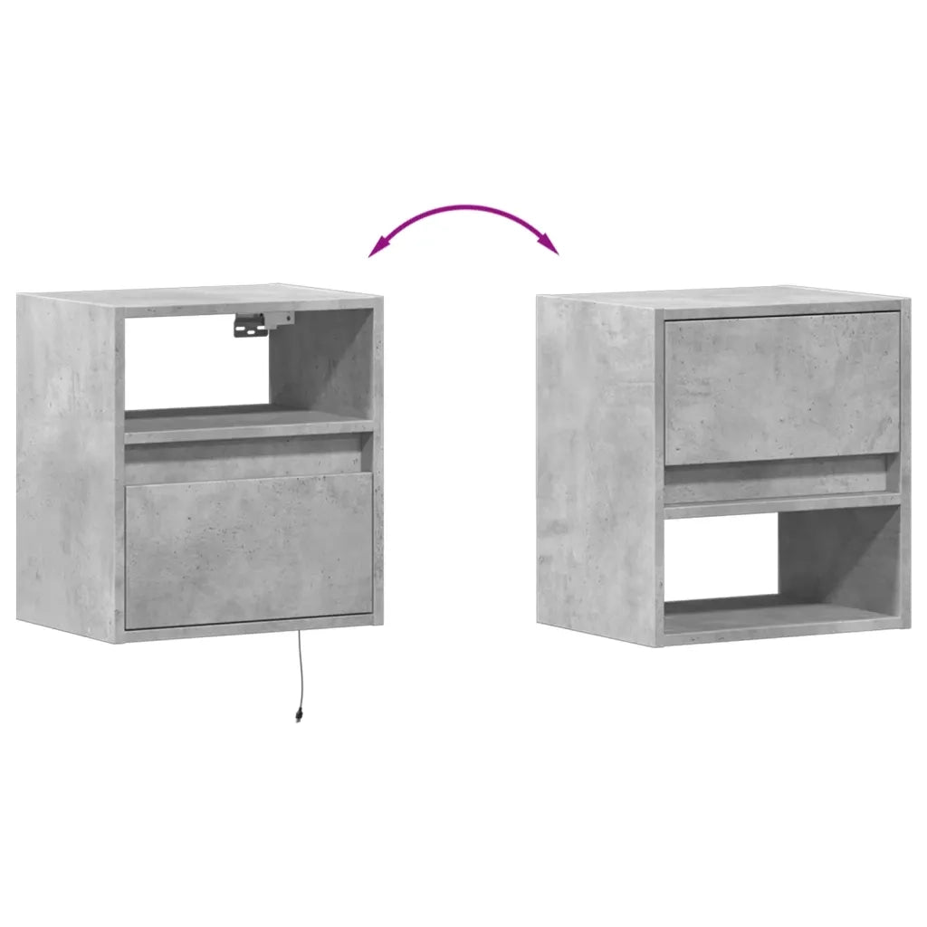 Mobili TV a Parete con Luci LED 2pz | Armadietto TV | Mobile Porta TV Grigio Cemento 41x31x45 cm