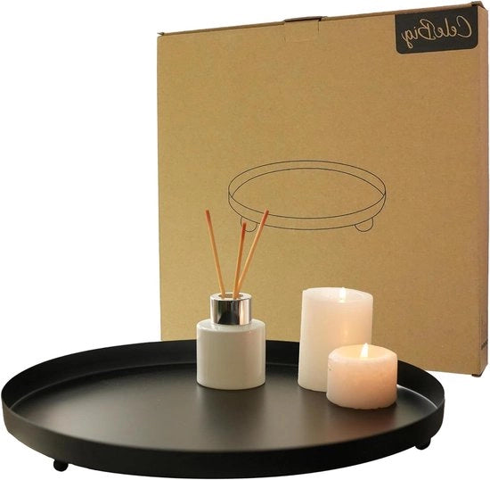 Piatto di servizio decorativo - uso multifunzionale - Ø 40 cm - nero - metallo