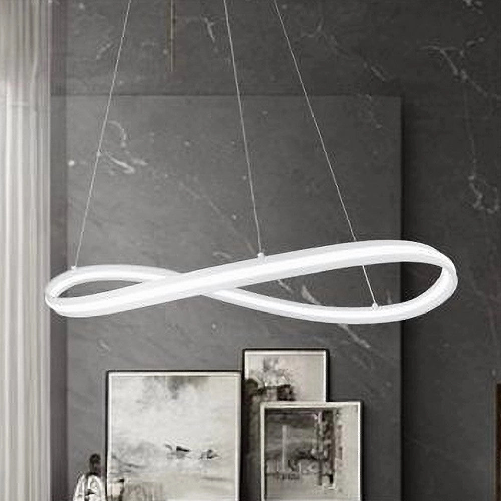Trade Shop - Lampadario Led Moderno A Fiocco 100w Lampada A Sospensione Luce 6500k 70cm Bianco 33382 -