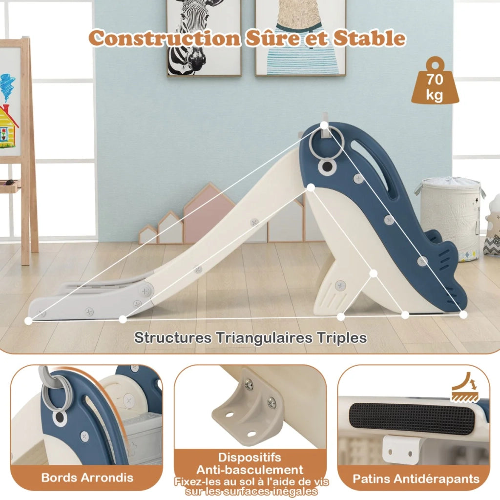 Scivolo pieghevole per bambini 150 x 70 x 66 cm 4 in 1 sicurezza migliorata atmosfera accogliente in HDPE blu 20_0014362