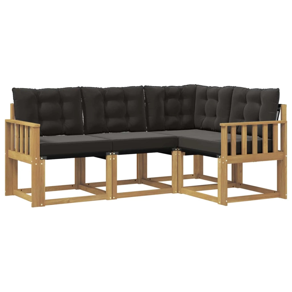 Set di divani da esterno con cuscino 4 pcs Bianco e Nero