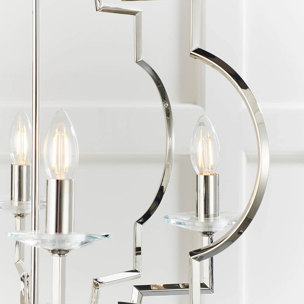 Lampadario vintage Garland nichel lucido cristallo 4xE14 Endon