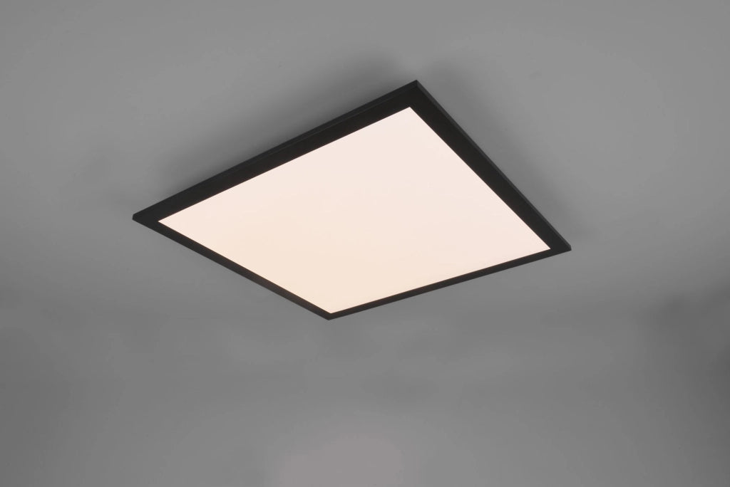GAMMA PLAFONIERA LED 18W 2300lm, 2700 - 6500K QUADRATA BORDO NERO CON TELECOMANDO MULTIFUNZIONE 45X45CM DIMMERABILE