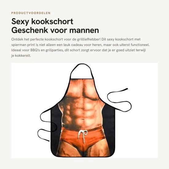 Cadeau Sexy Spierman per Festa BBQ - 58 x 72 cm - Pasvorm Perfetta - Schort da Cucina in Poliestere