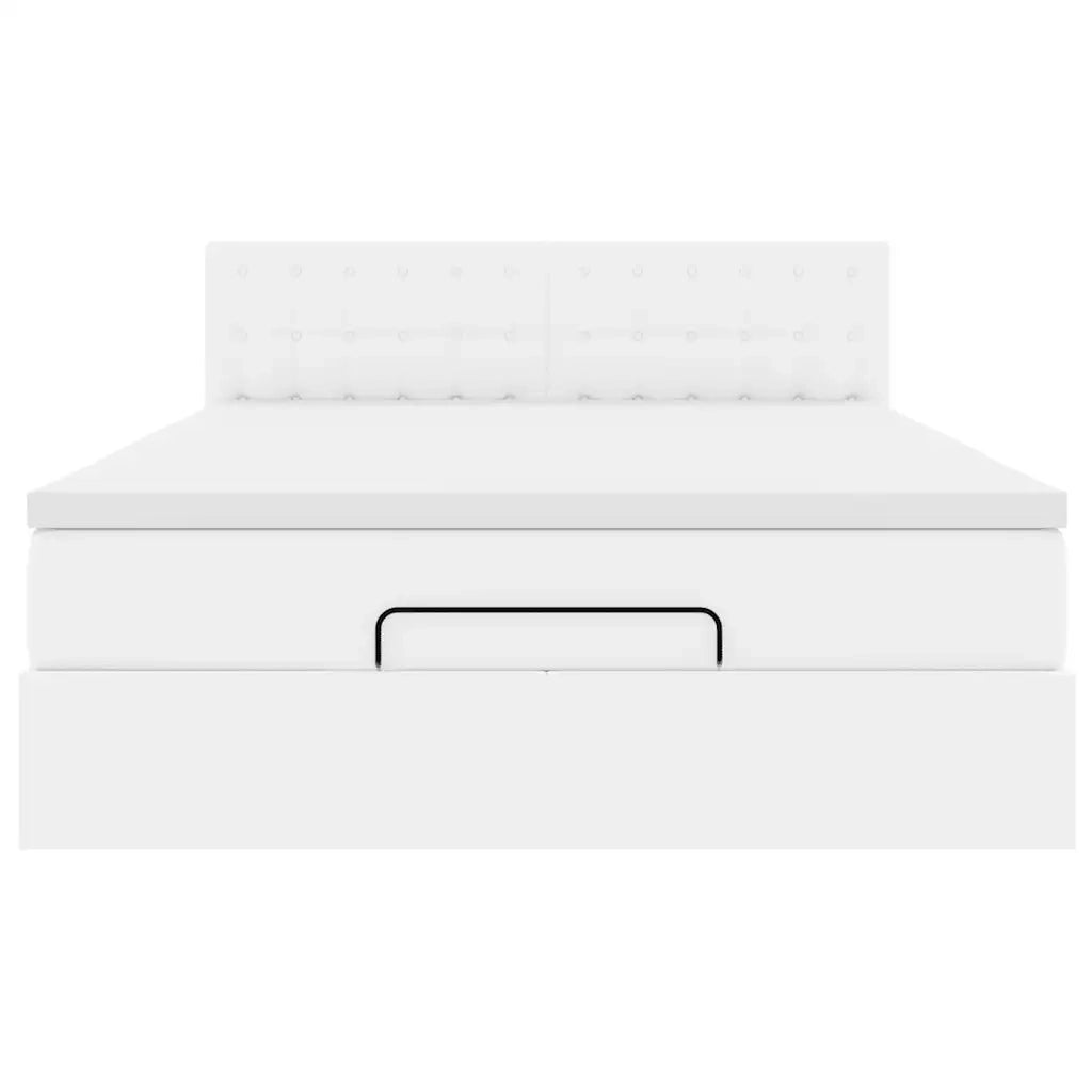 vidaXL Pouf Letto con Materassi e LED Bianco Puro 140x190cm Similpelle
