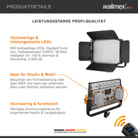 Niova 600 Plus Daylight Faretto per fotografia, luce a pannello LED 36 W per foto e video dimmerabile, con telecomando, per studio fotografico