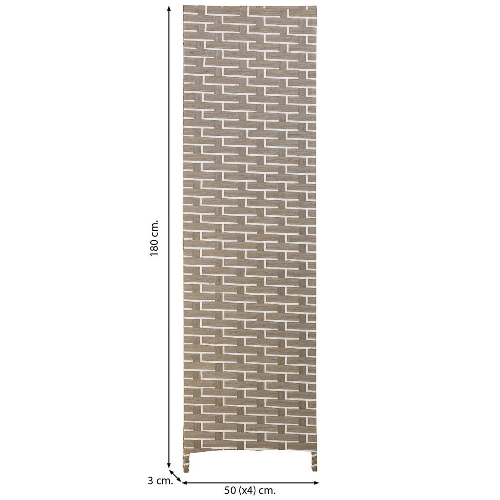 Biombo de papel trenzado 4 hojas 50(x4)x3x180h cm