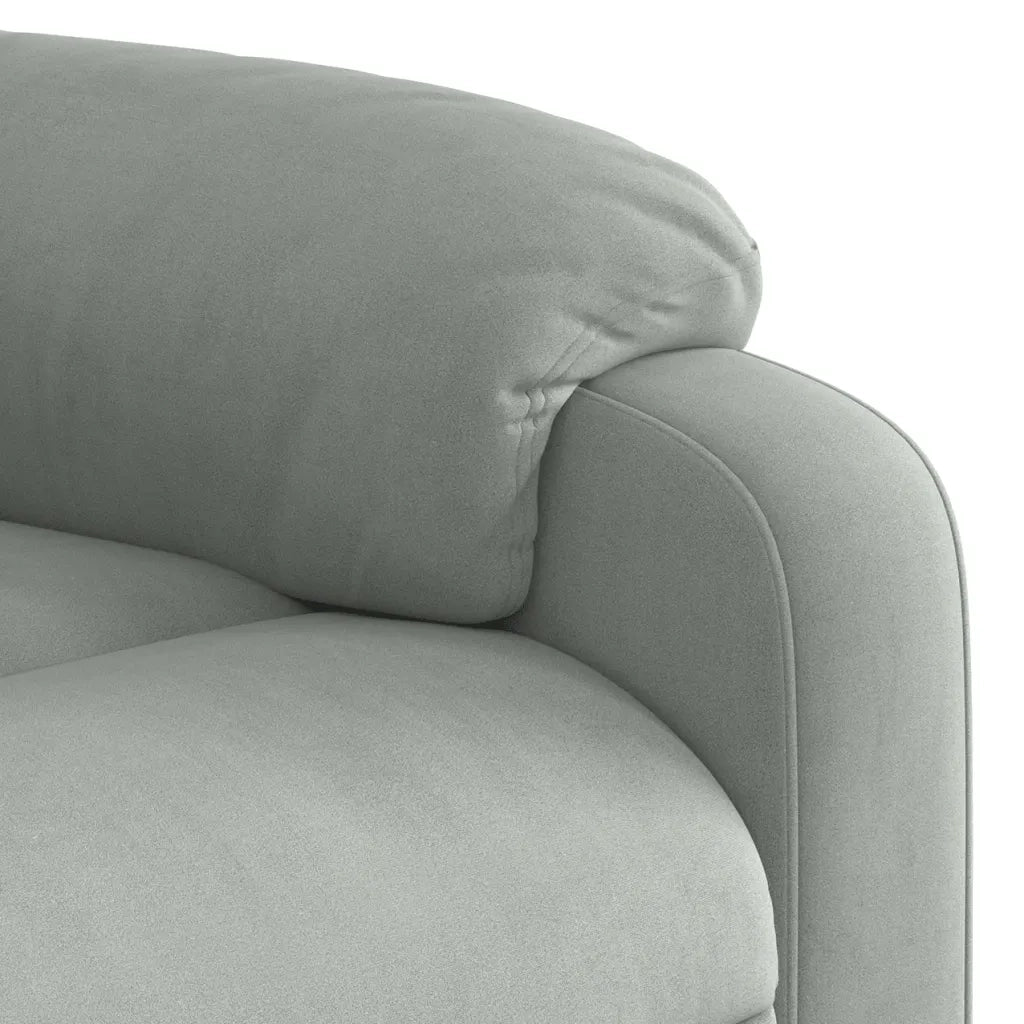 Poltrona Alzapersona Reclinabile Grigio Chiaro in Velluto 3205103