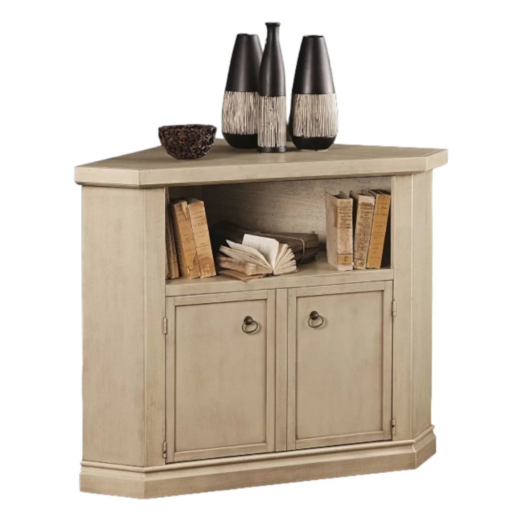 Porta tv 2 in legno shabby ad angolo avorio patinato 70x70x75 - Mobili 2G