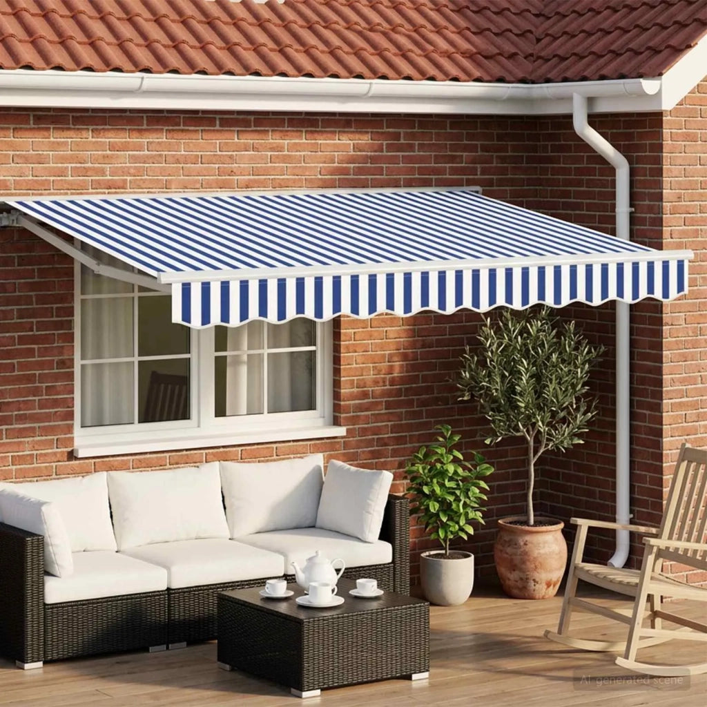Tettuccio Elettrico Retrattile Blu e Bianco 3,5 x 2 m 3421731