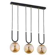 Lampada a sospensione Alfa Gemma nera oro ambra 3xE14