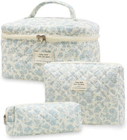 Set di Cosmetici da 3 pezzi | Borse da Toletta a Fiore con Disegno Floral | Borsa di Make-up Portatile per Ragazze e Donne
