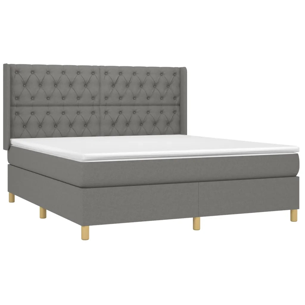 Letto a Molle Materasso e LED Grigio Scuro 160x200cm in Tessuto cod mxl 61633