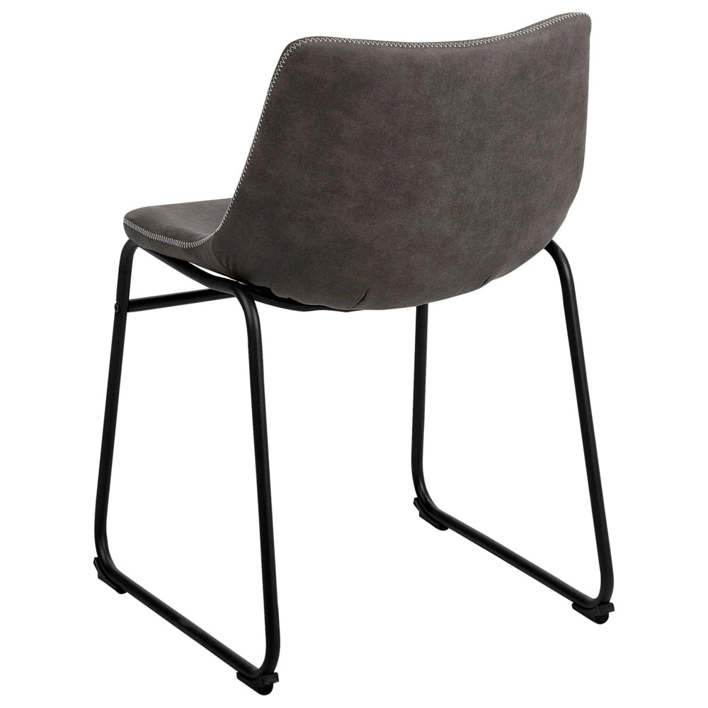 Set di 2 sedie da pranzo con rivestimento in tessuto grigio e gambe nere in stile retrò rustico