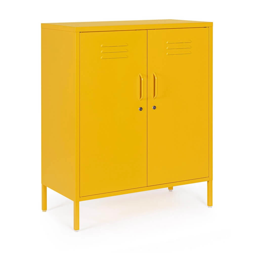 Credenza in Acciaio a 2 Ante Stile Industriale con Ripiani - CLIFTON