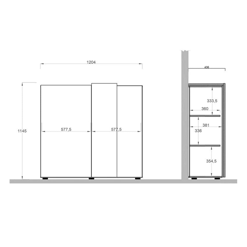Madia Giarole, Credenza 4 Ripiani, 121x44x114h cm Marrone Noce