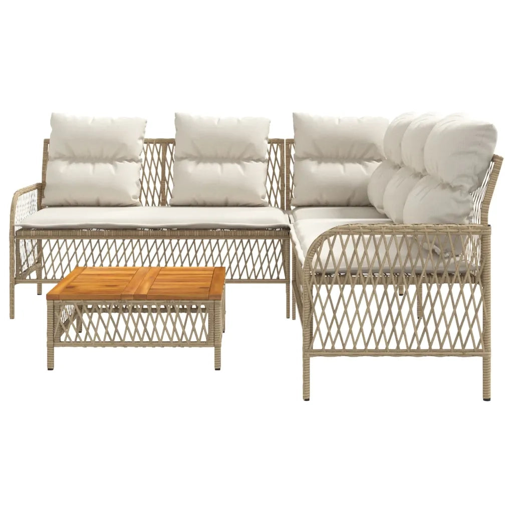 Set Divani da Giardino 2 pz | Set Salotto da Giardino con Cuscini Beige in Polyrattan