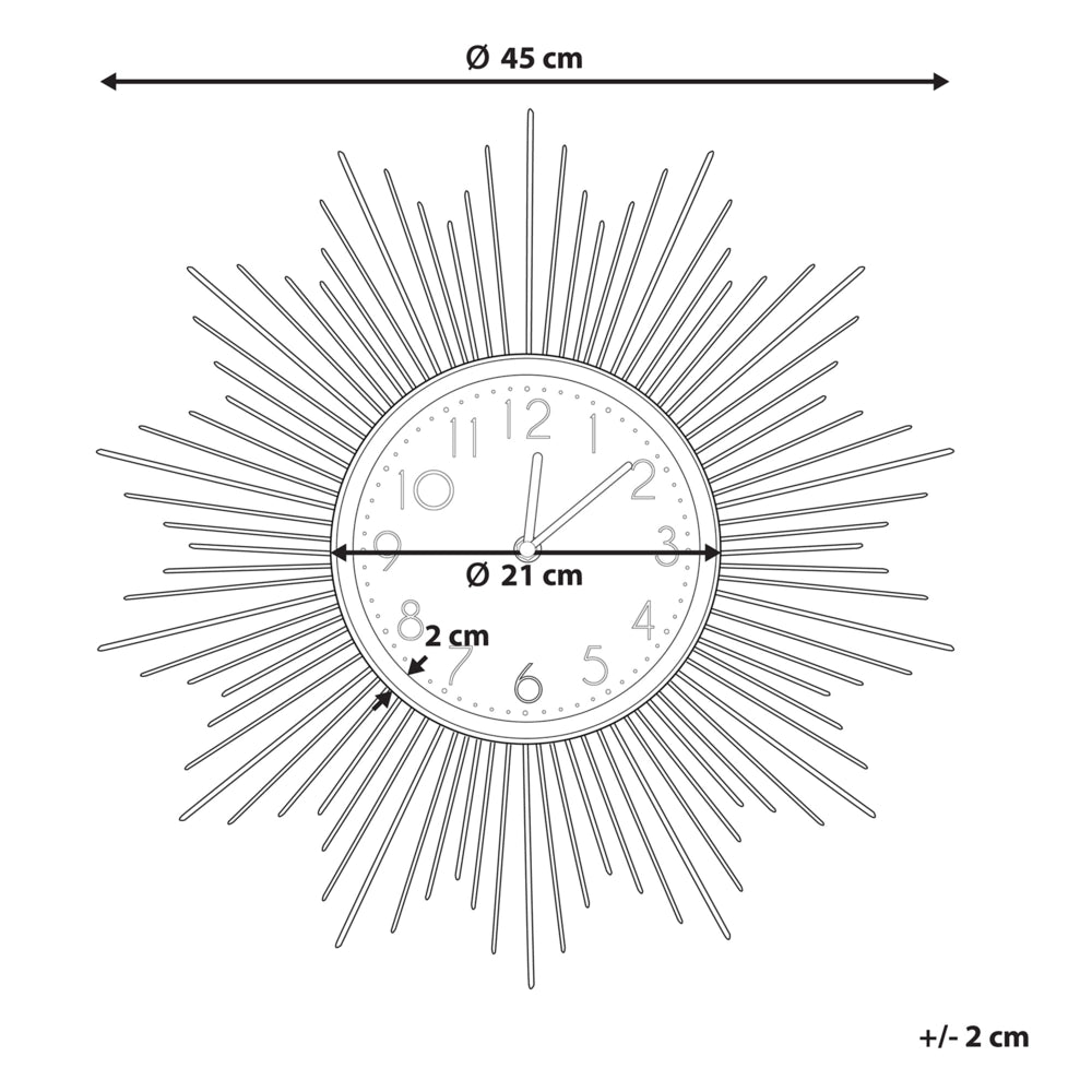 Orologio da parete in metallo MDF dorato e grigio da 45 cm con numeri arabi rotondi decorativi da soggiorno