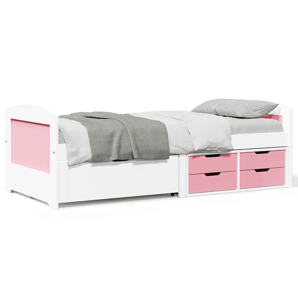 vidaXL Dormeuse 5 Cassetti senza Materasso Bianco&Rosa 90x200 cm IRUN