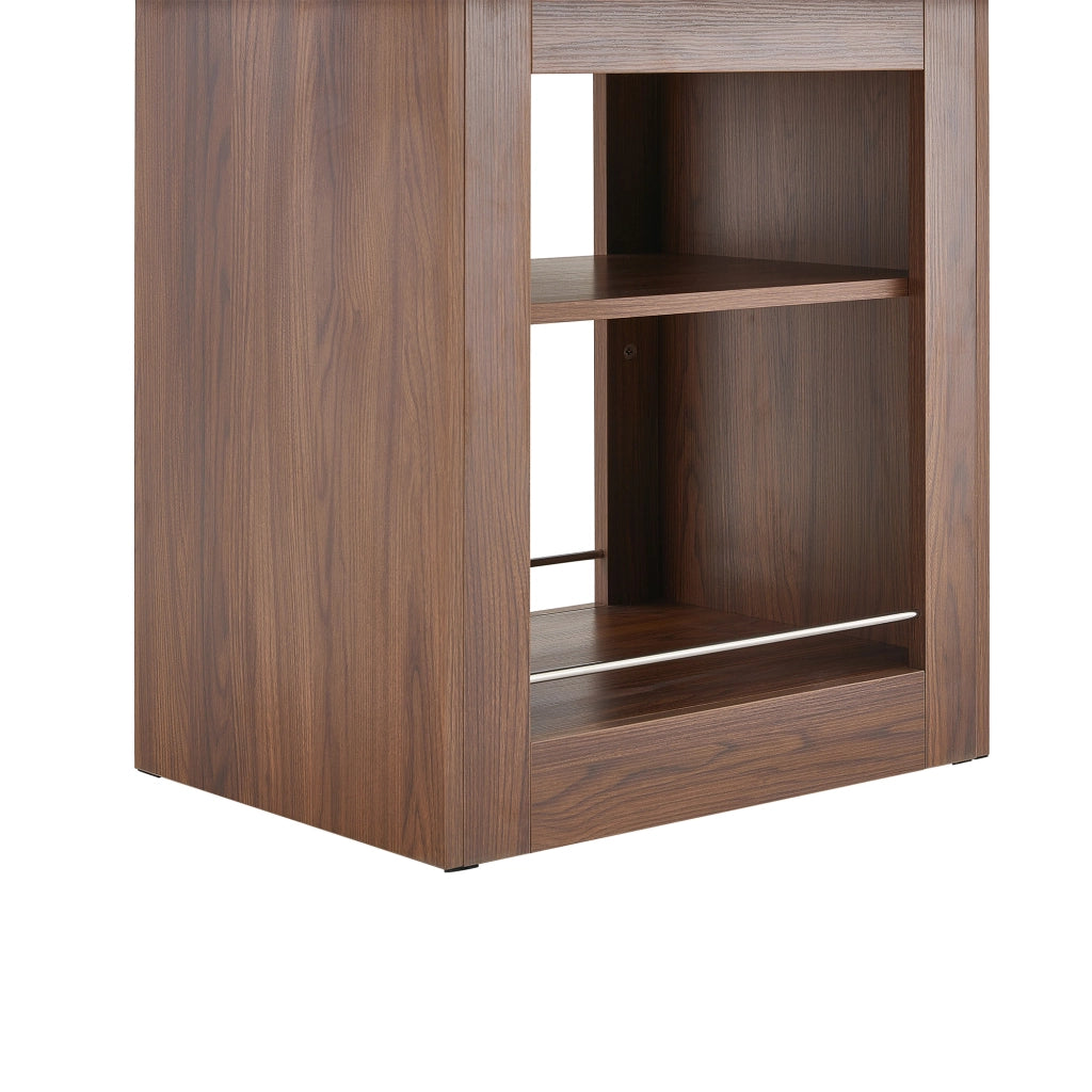 Tavolo allungabile con ripiano a 2 livelli, piano effetto legno nero e base noce, per sala da pranzo, in MDF, nero