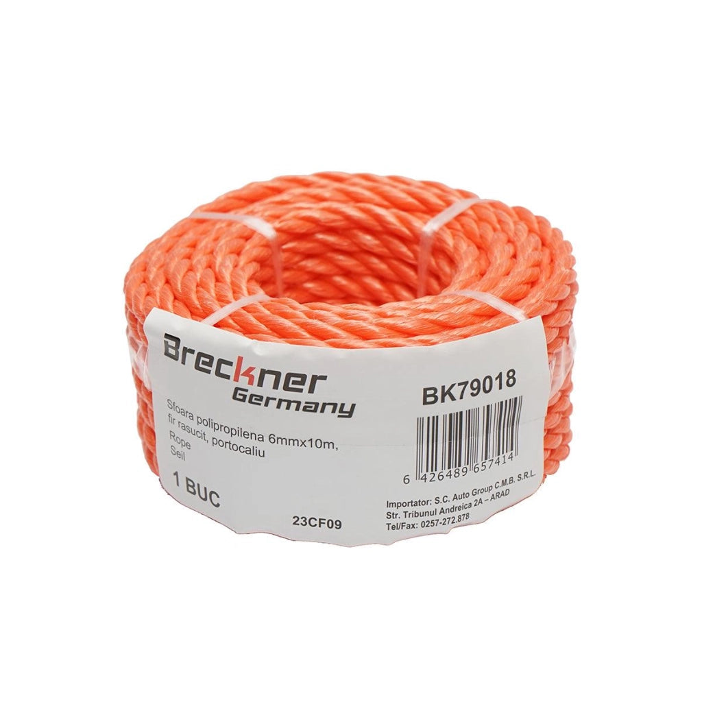 Corda in PP da 6 mm x 10 m, Arancione