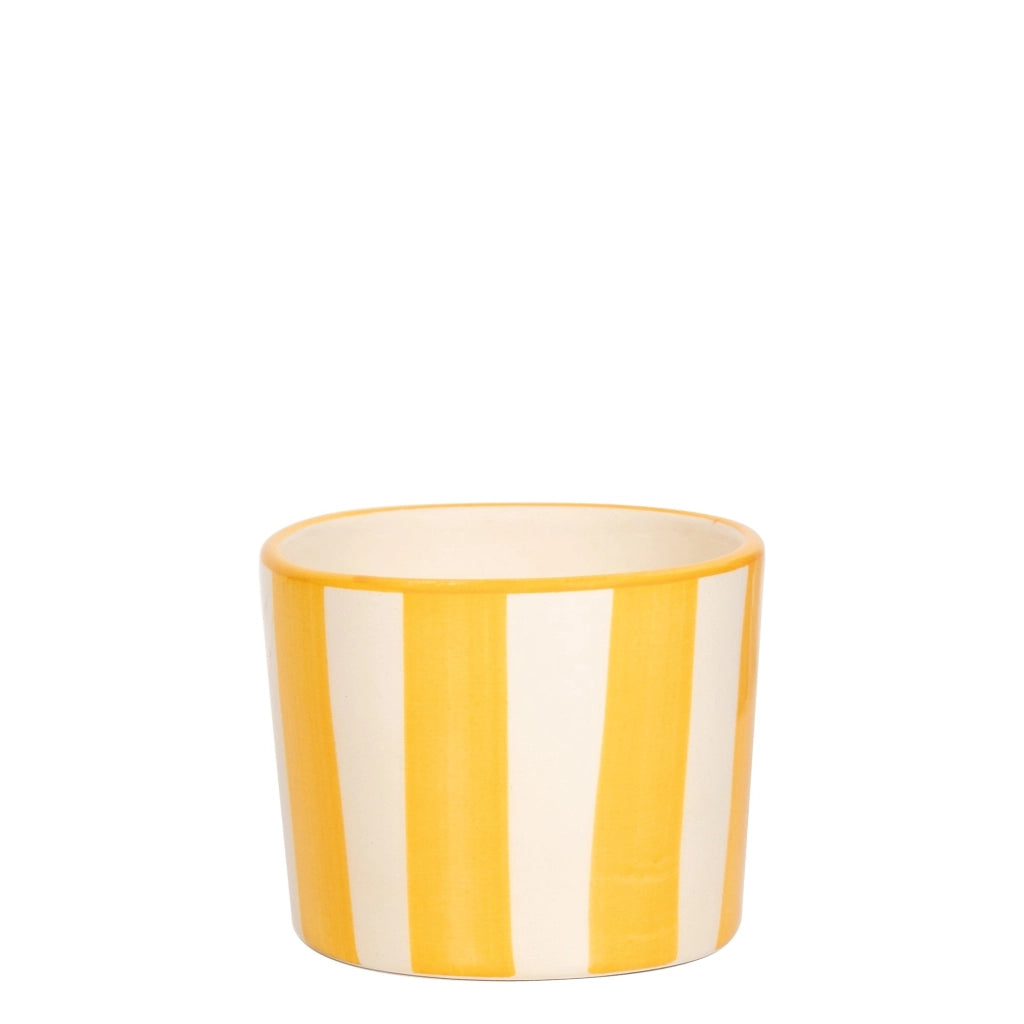 Lido Set 2 Bicchieri Tumbler Righe Giallo: Artigianato Artistico di Civita Castellana, Design Elegante e Versatile per Bevande o Dessert, 2 Pezzi