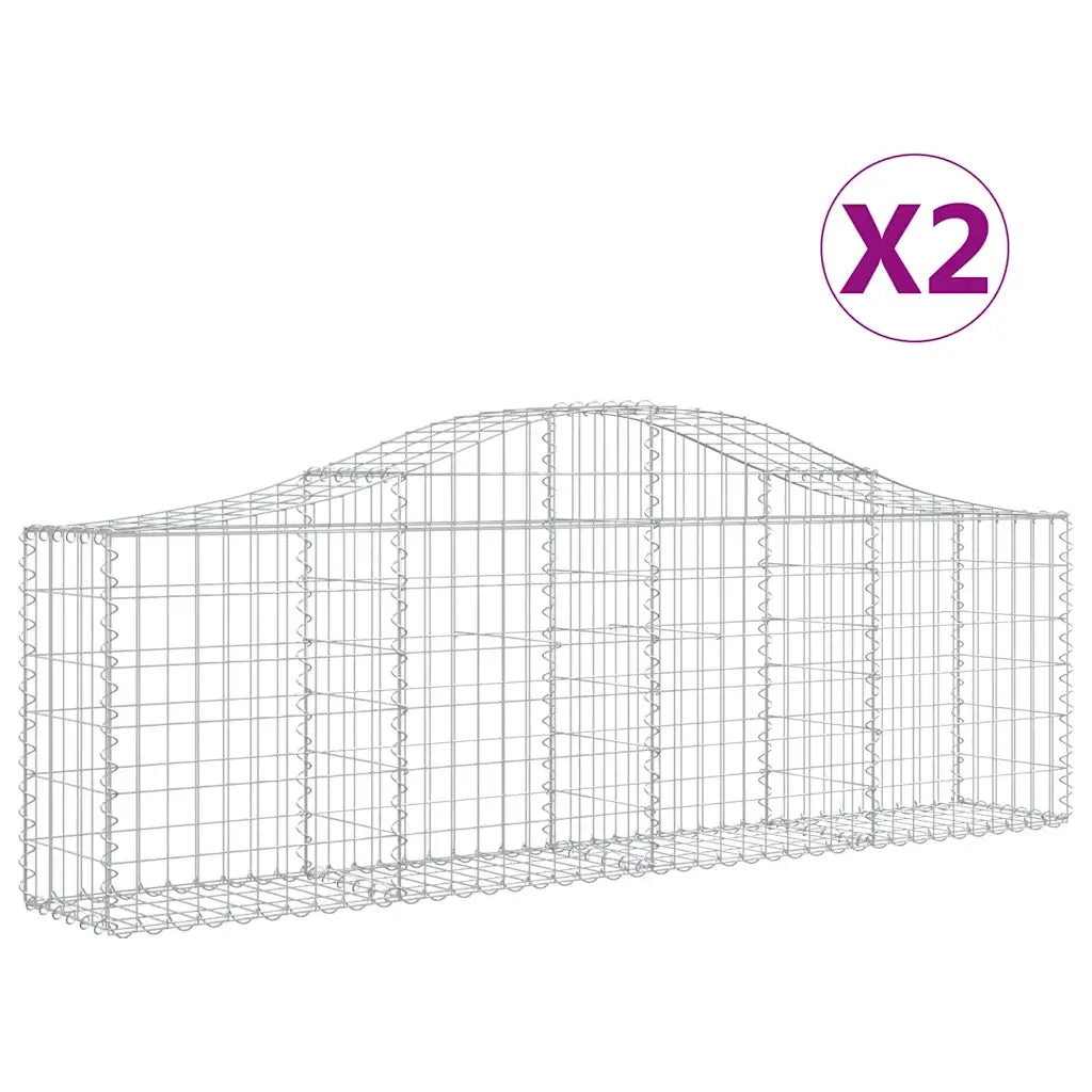 Cesti Gabbioni ad Arco 2 pz 200x30x60/80 cm Ferro Zincato 3145388