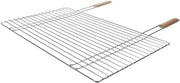 Griglia rettangolare per barbecue e forno a legna - 68x40 - Acciaio inox con maniglie in legno
