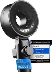 Douchekop con filtro - attrezzo di montaggio - acqua soffice - modalità booster - pressione d'acqua perfetta - materiale nero opaco.