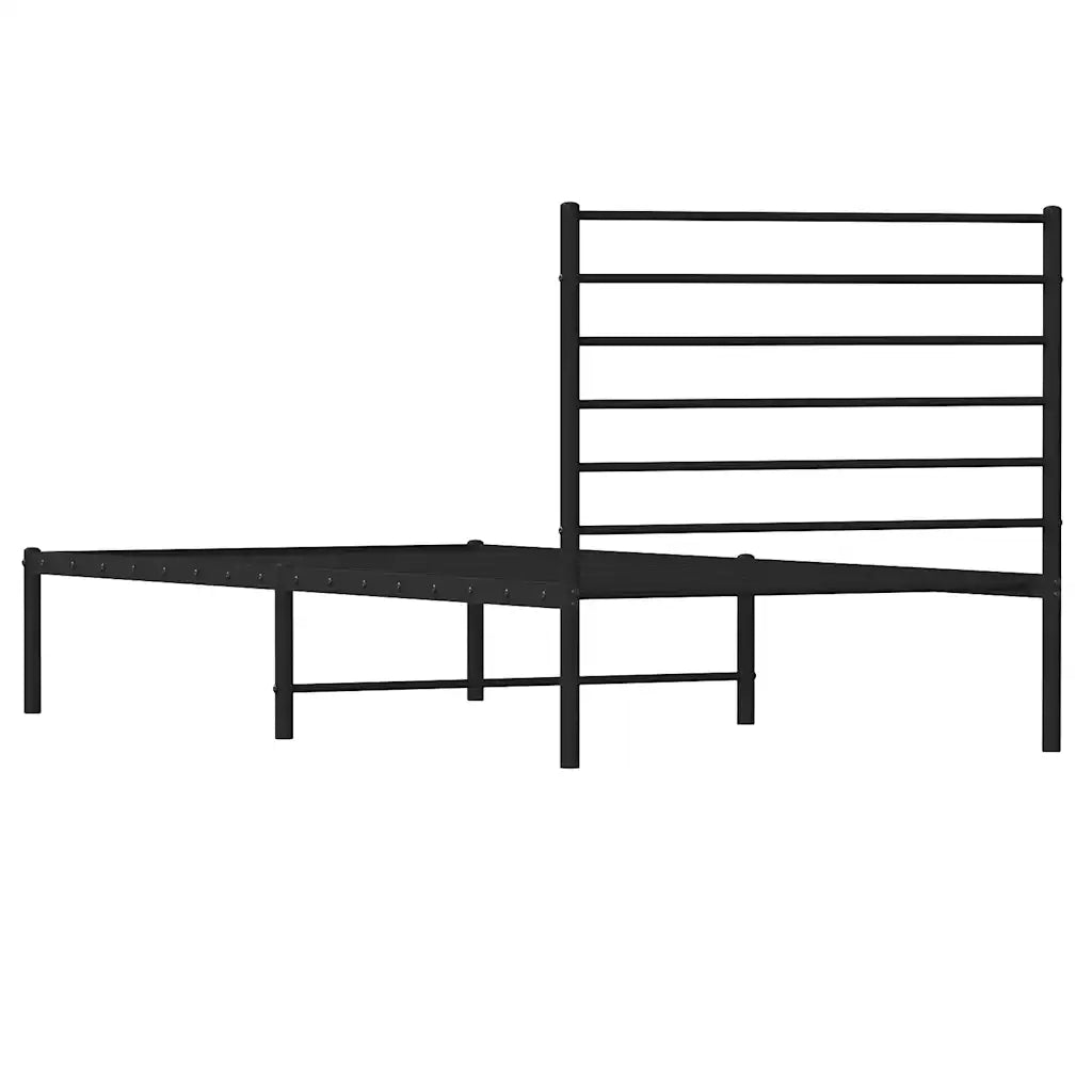 Giroletto con Testiera-Struttura Letto con testiera in Metallo Nero 90x200 cm 369564