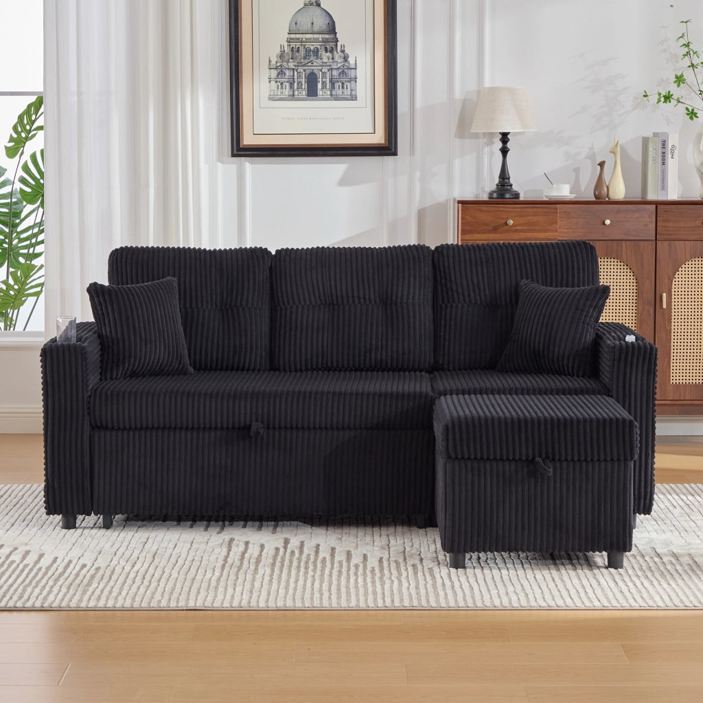Sofa multifunzionale con letto estraibile - Zephmum- Con USB-C, luce ambientale e porta-bicchieri