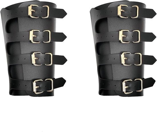 Armbeschermers in Leren con Ganci per Protezione Giornaliera per l'Arco e il Tiro con l'Arco - Set da 2