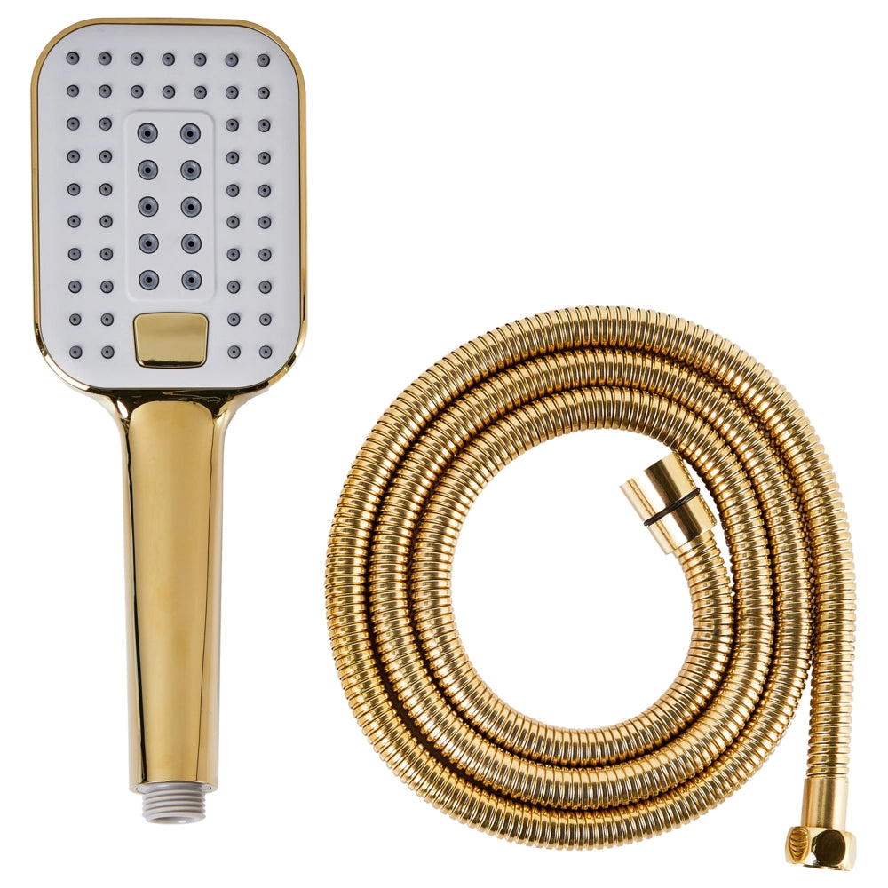Soffione doccia con tubo flessibile in metallo oro 4 modalità di spruzzo Moderno
