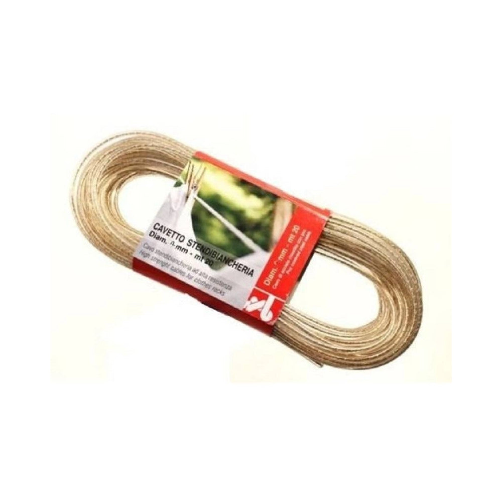Trade Shop - Corda Stendibiancheria 20mt 3mm Diametro Bucato Panni Acciaio Plastificato Cavo -