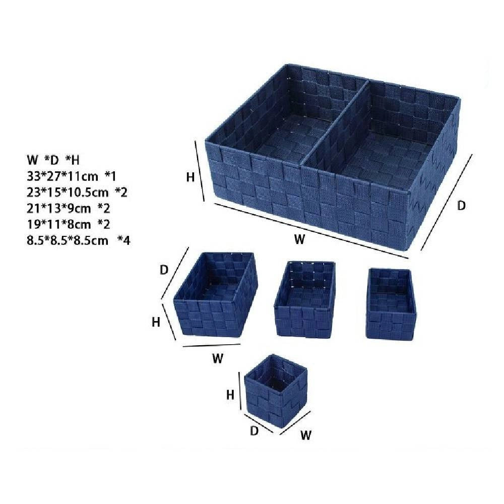 Trade Shop - Scatole In Tessuto Componibili Organizer Bagno Armadi Cassetti Scaffali 79082blu -