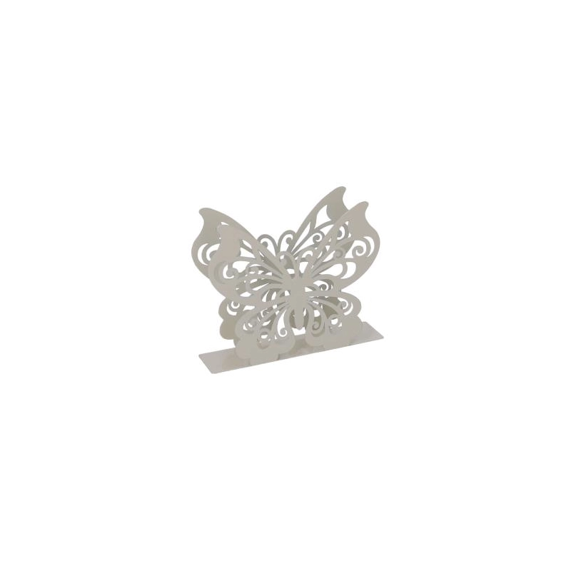 Portatovaglioli metallo farfalla crema rettangolare cm14,5x4h12