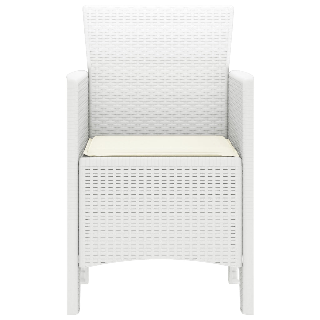 Sedie da Giardino con Cuscini 4 pcs Bianche Polyrattan