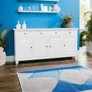 Credenza base napoletana in legno Shabby chic 4 ante bianca