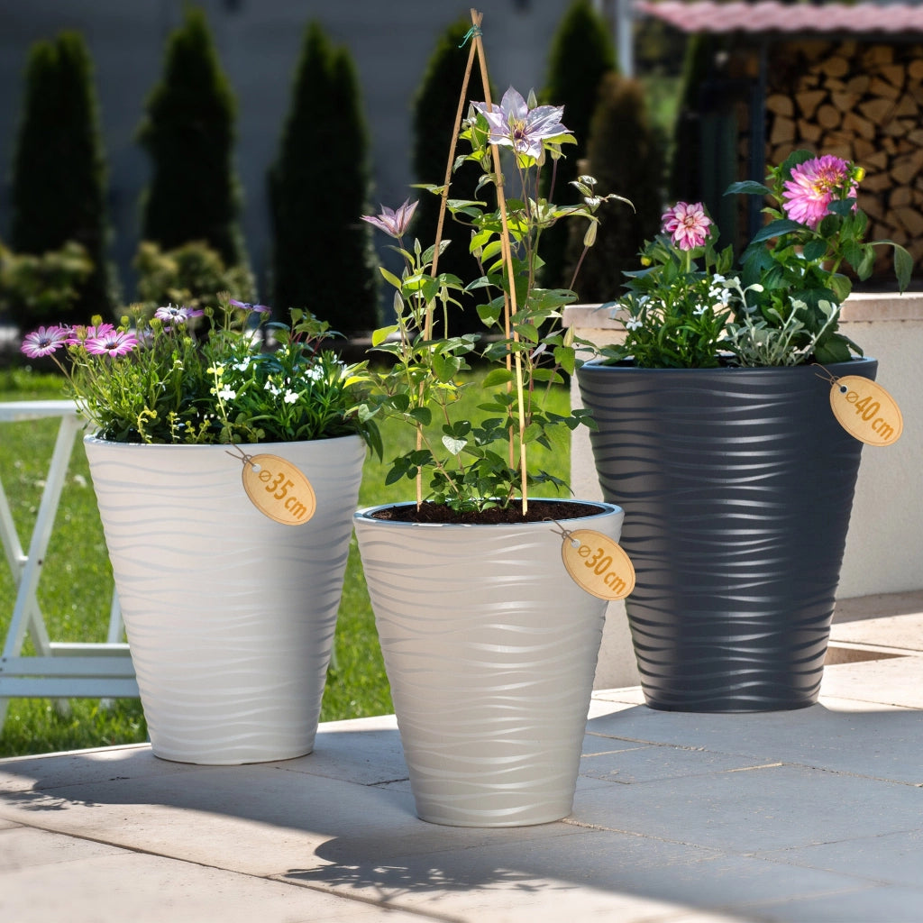 Vaso da fiori KADAX da 30 cm con coperchio e inserto in plastica antracite